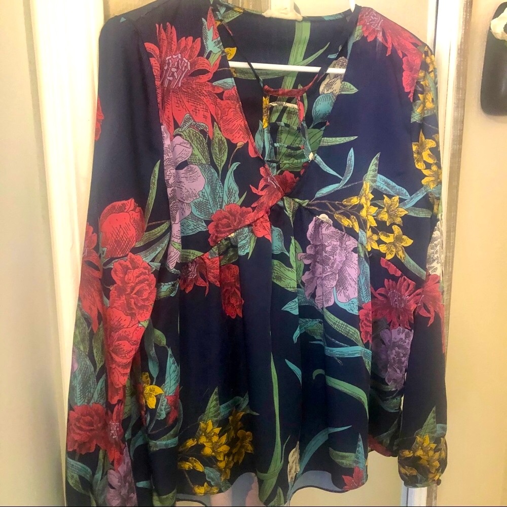Anthropologie current air floral l/s blouse